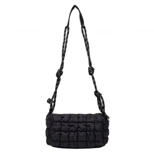 Women Quilted Cloud Bag with Braided Rope Strap Padded Crossbody Bag Zipper Closure Puffer Satchel Bag Daily Bag for Female