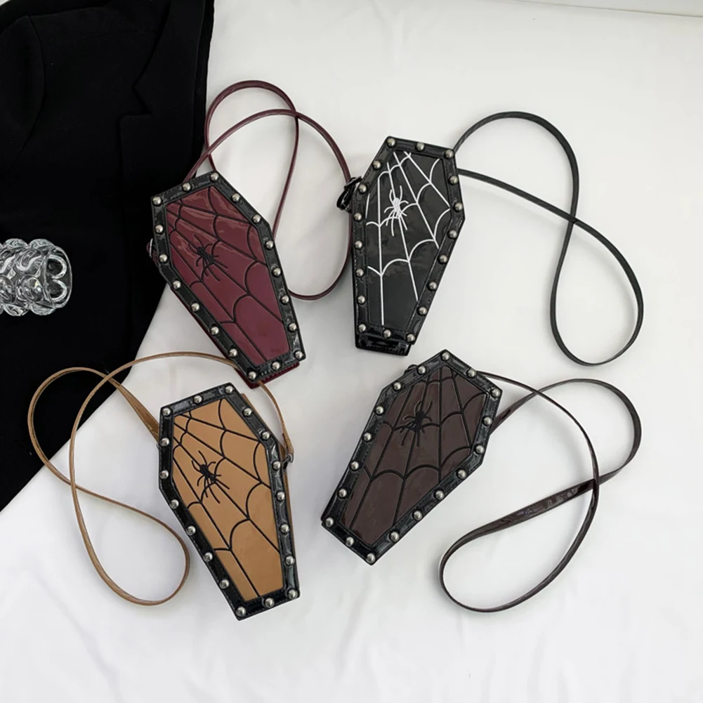 Women Coffin Satchel Purse Strap Adjustable Gothic Coin Purse Novelty Casual Satchel Bag Spider Coffin Bag Halloween Sling Purse - Image 3