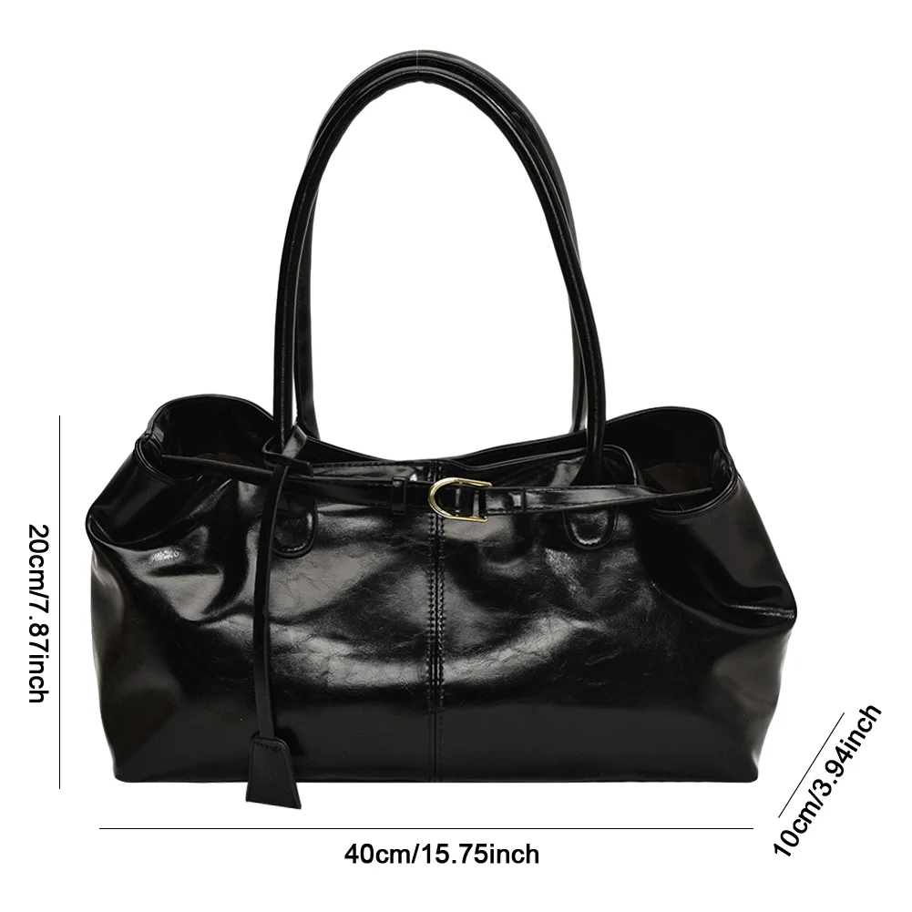 PU Leather Hobo Handbag Slouchy Top Handle Bag Fashion Work Bags Large Satchel Bag for Women Work Shopping Travel - Image 3