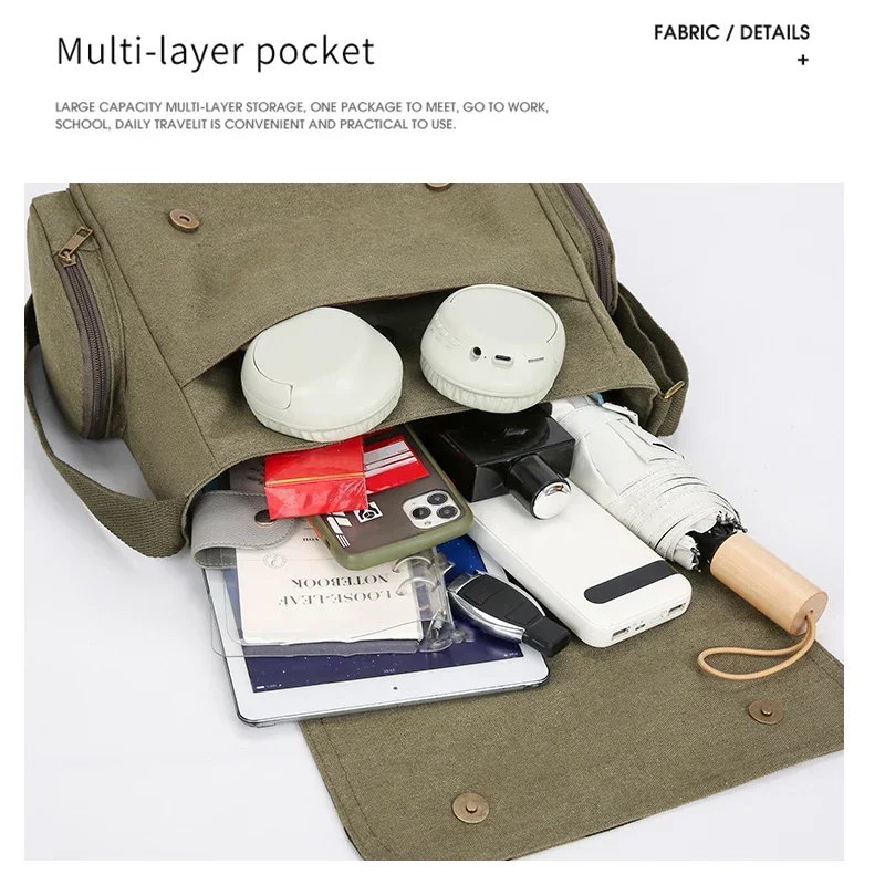 Vintage Cartoon Women Canvas Messenger Bag Large Capacity Tote Bag Women Shoulder Handbag - Image 5