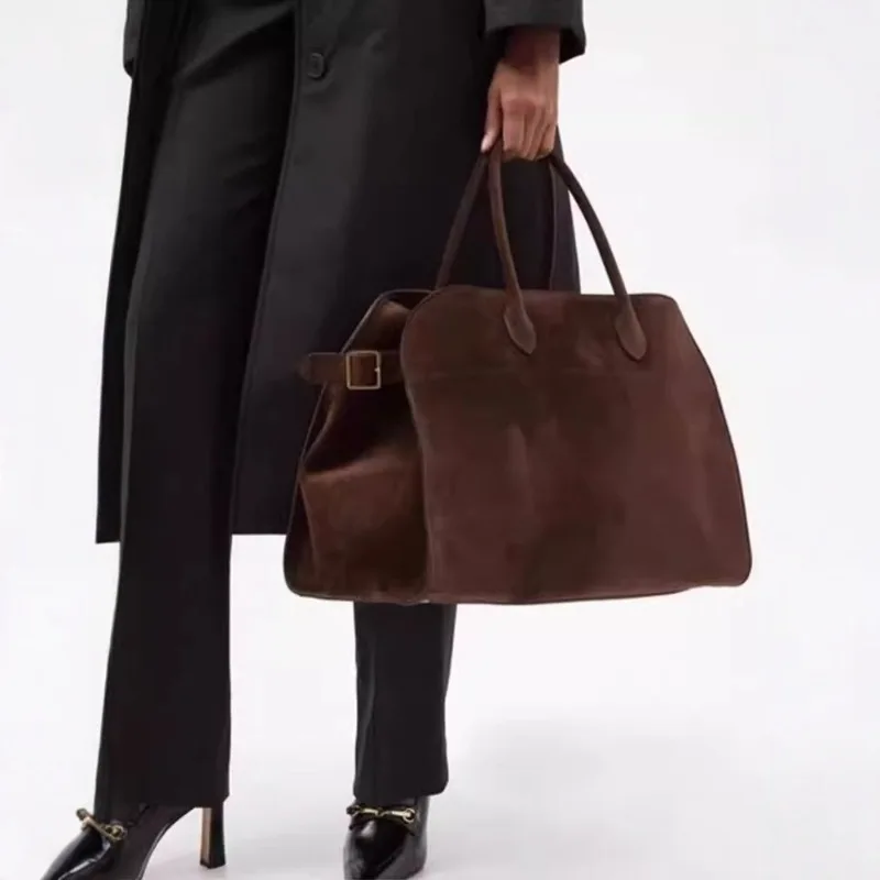 Black Velvet Shoulder Tote Bag Contrast Handles Side Pocket Roomy Interior Soft Texture Stylish Shopping Women’s Fashion Bag - Image 2