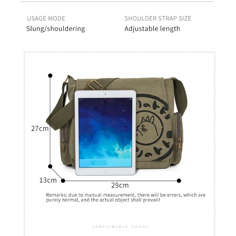 Vintage Cartoon Women Canvas Messenger Bag Large Capacity Tote Bag Women Shoulder Handbag - Image 2